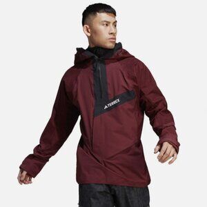 Men's adidas Terex Techrock Anorack Maroon Rain RDY Jacket Small HE2294